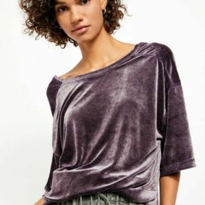 NWOT Free People Purple/Grey Velvet Top